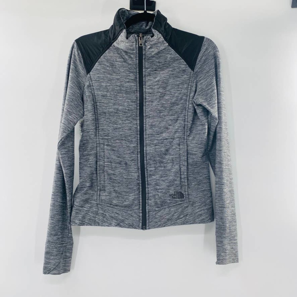 The North Face Jacket Zip Front Heather Grey Black Lightweight Puffer Size Small